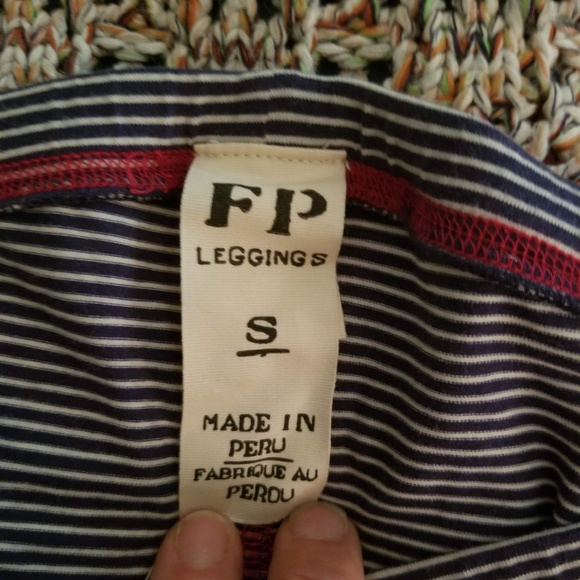 Free People Striped Leggings Blue/White Small - Picture 2 of 5